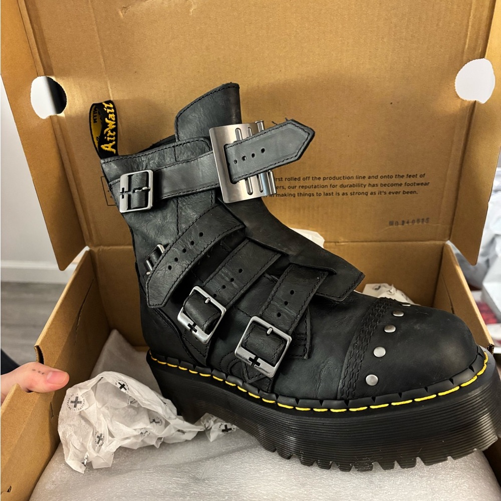 Dr. Martens Black Leather Buckle Boots